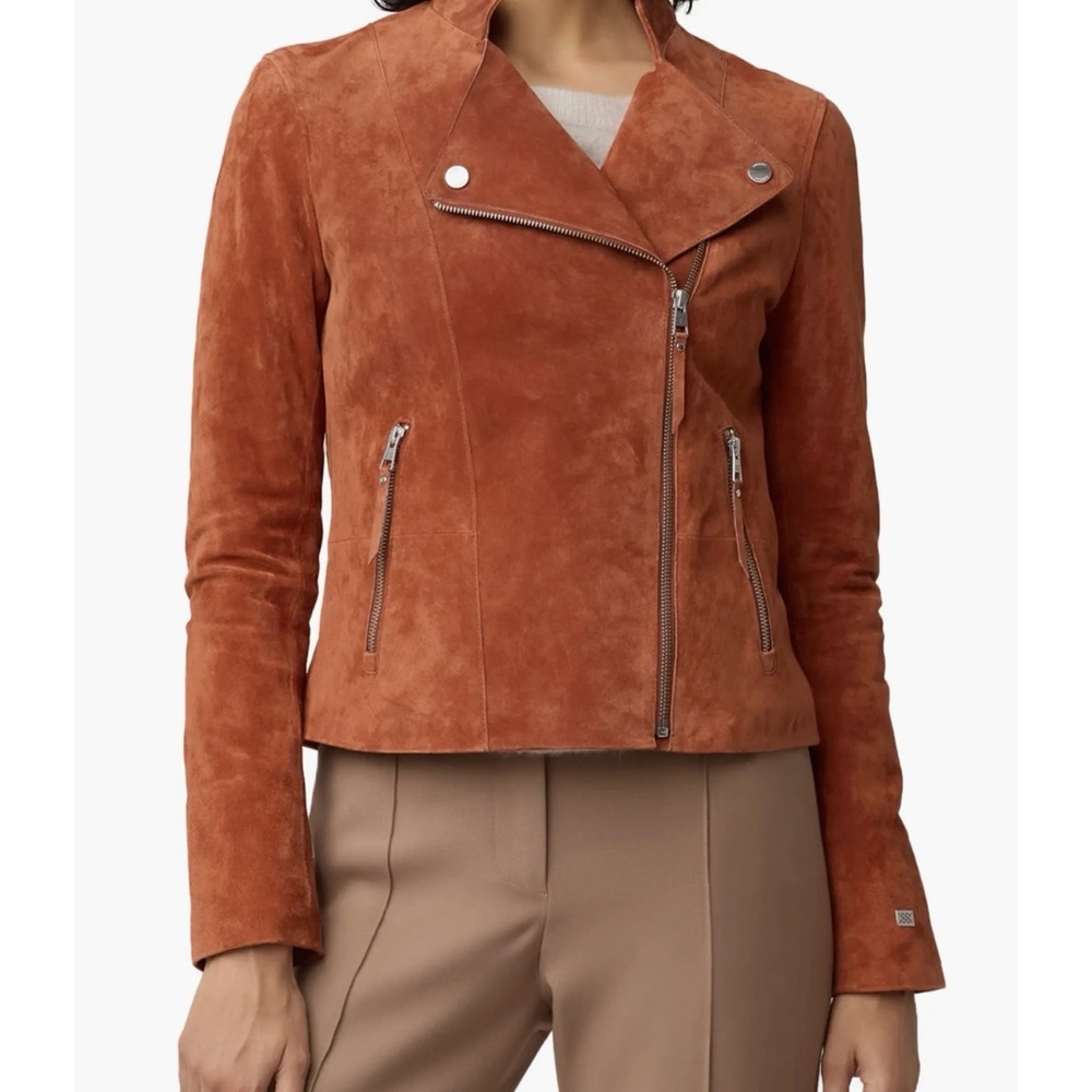 Suede Moto Jacket in Rust - Women - Picture 1 of 7